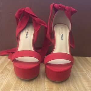 Fashion Nova Bold Red Platform Sandals